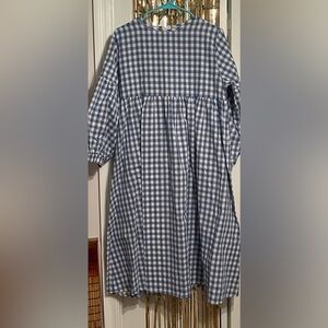 Elegant Blue and White Checkered Midi Dress